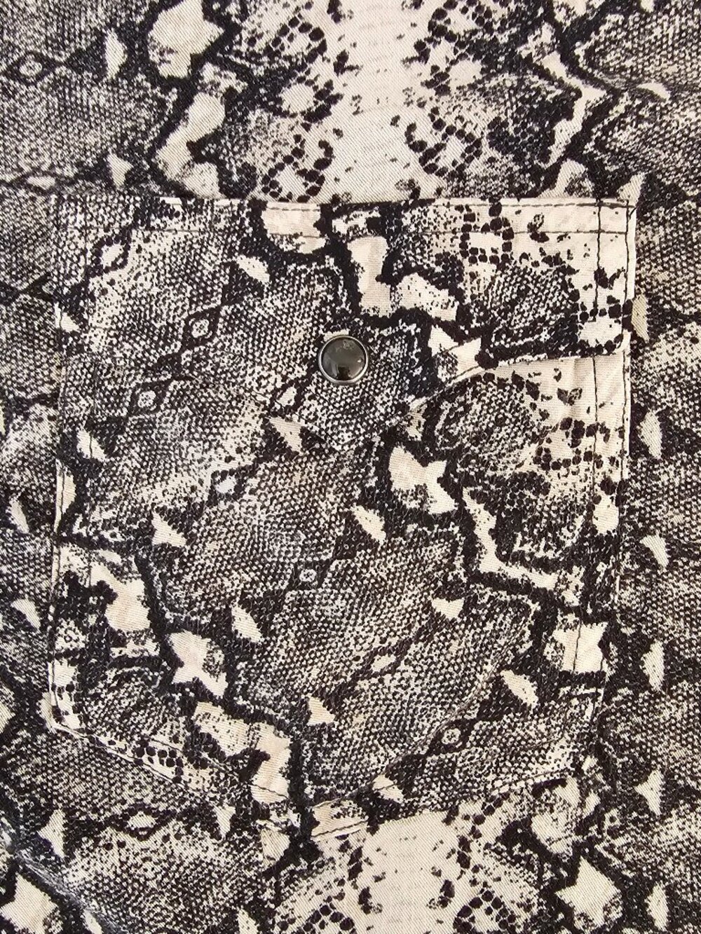 Wrangler Pearl Snap 3XL Snake Print Western Retro Cowgirl Shirt Black White - Picture 7 of 12
